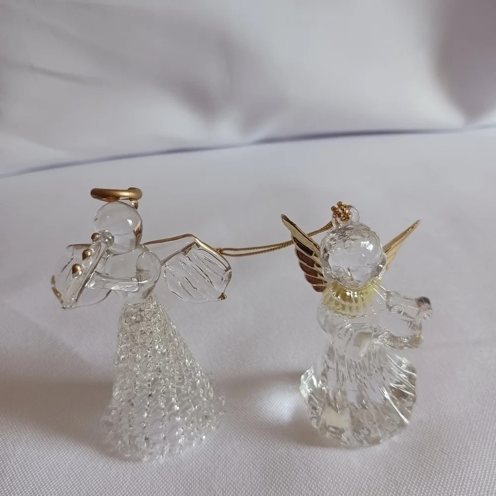 Set of 2  crystal angels ornaments